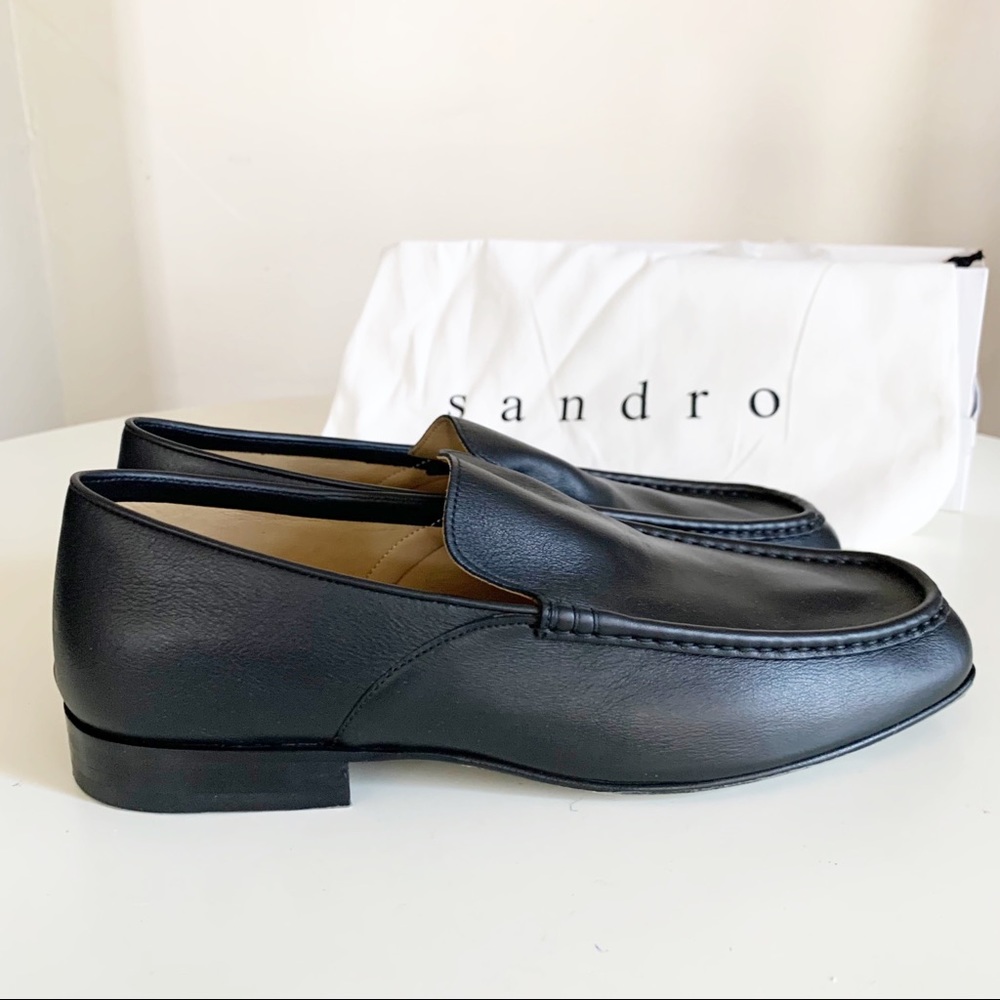 Sandro Paris Noir Leather Slip On Loafers EU 43 US Men’s 10 New in box